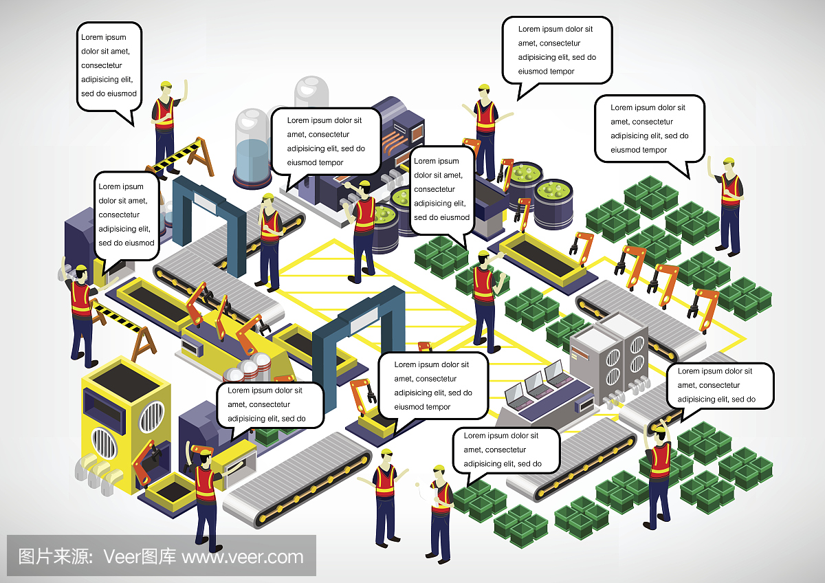 說(shuō)明信息圖形工廠設(shè)備的概念